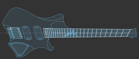 Aero .dxf Guitar File Multiscale 27-25.5", Hipshot Bridge
