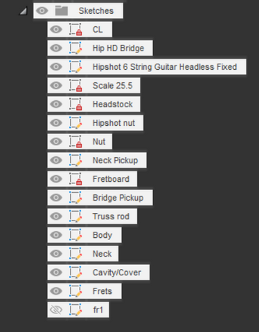 Stellar 2d .dxf Guitar File 25.5" Scale, Hipshot Bridge